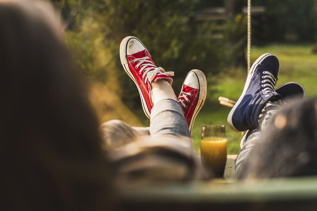 Relaxing outdoors with beer